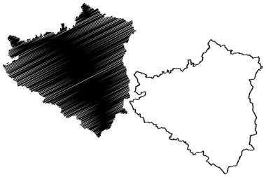 Gurdaspur ilçesi (Punjab State, Hindistan Cumhuriyeti) harita vektör ilüstrasyonu, çizim Gurdaspur haritası