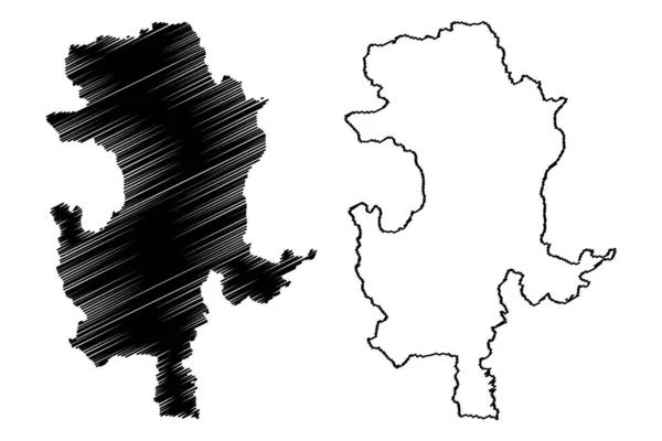 グナ郡 マディヤ プラデシュ州 インド 地図ベクトル図 スケッチブック Guna Map — ストックベクタ