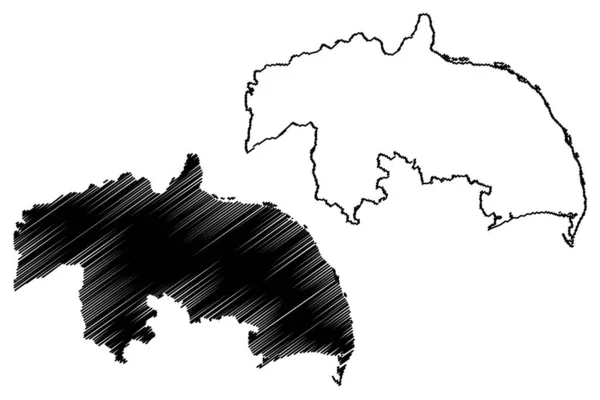 贡图尔区 印度共和国安得拉邦 地图矢量图解 速写草图贡图尔图 — 图库矢量图片