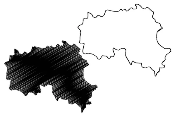Gurgaon District Haryana State Republic Índia Map Vector Illustration Scribble — Vetor de Stock