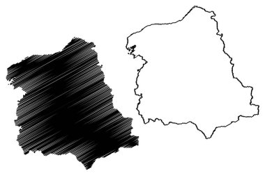 Harda ilçesi (Madhya Pradesh Eyaleti, Narmadapuram bölümü, Hindistan Cumhuriyeti) harita vektör çizimi, karalama haritası Harda haritası