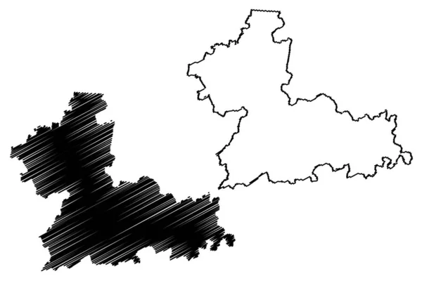 Distrito Hanumangarh Estado Rajastão República Índia Mapa Ilustração Vetorial Esboço — Vetor de Stock