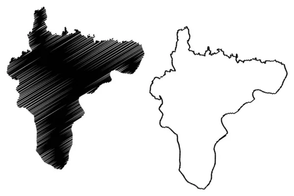 ハウラー郡 西ベンガル州 インド 地図ベクトル図 スケッチハウラー地図 — ストックベクタ