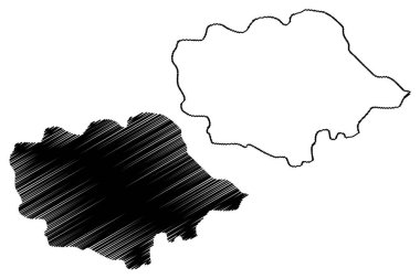 Jagitial District (Telangana State, Hindistan Cumhuriyeti) harita vektör illüstrasyonu, çizim Jagitial harita