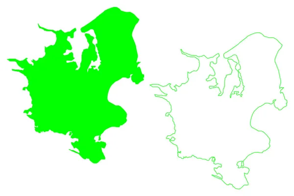 뉴질랜드 덴마크 Scribble Sketch Sealand Map — 스톡 벡터