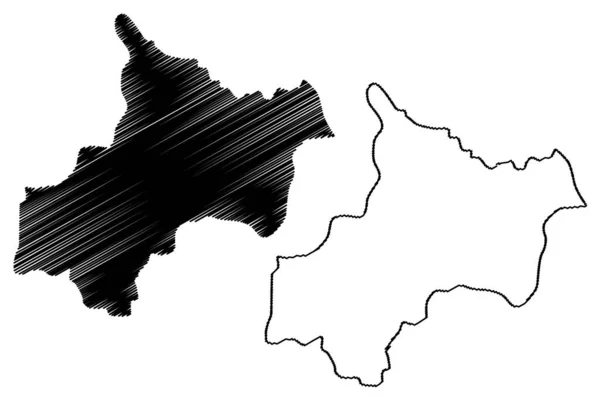 Jayashankar Bhupalpally Bezirk Telangana Staat Republik Indien Karte Vektorillustration Kritzelskizze — Stockvektor