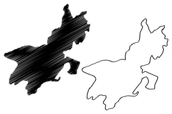 Kamrup区 印度共和国阿萨姆邦 地图矢量图解 速写草图Kamrup农村地图 — 图库矢量图片