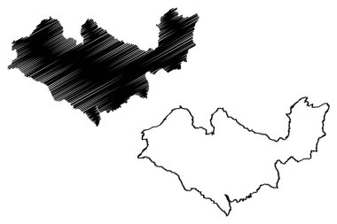 Kangra ilçesi (Himachal Pradesh Eyaleti, Hindistan Cumhuriyeti) harita vektör çizimi, çizim Kangra haritası