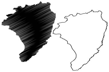 Karbi Anglong ilçesi (Assam Eyaleti, Hindistan Cumhuriyeti) harita vektör illüstrasyonu, karalama çizimi Karbi Anglong harita