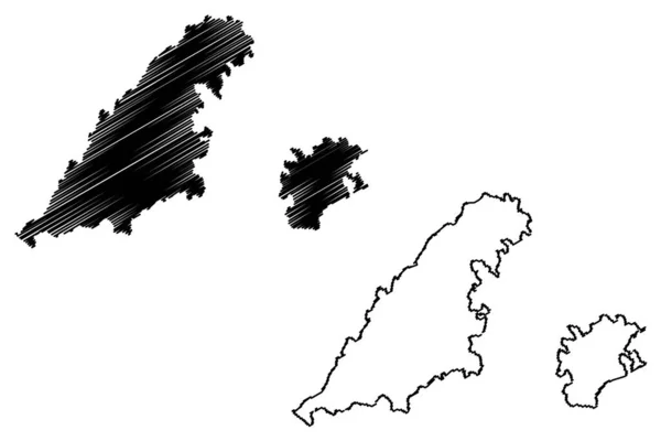 Kapurthala District Pendżab State Republika Indii Mapa Wektor Ilustracja Skecz — Wektor stockowy