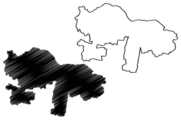 カルール地区 インド タミル ナードゥ州 地図ベクトル図 スケッチブック カルール地図 — ストックベクタ