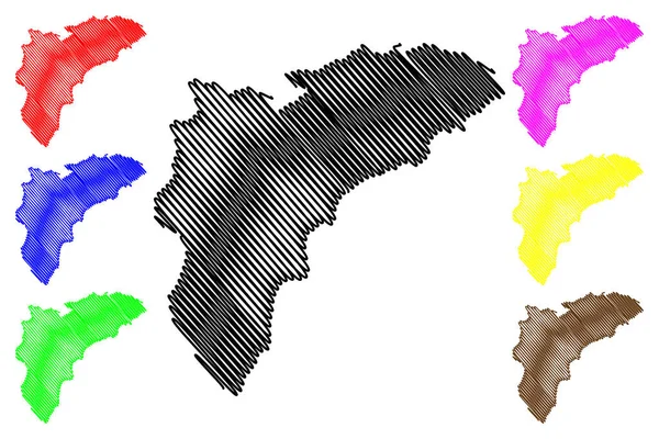 Prowincja Alicante Królestwo Hiszpanii Wspólnota Autonomiczna Walencji Mapa Wektor Ilustracja — Wektor stockowy