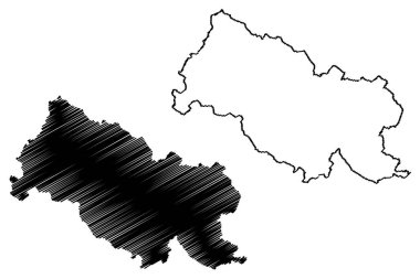 Kasganj ilçesi (Uttar Pradesh Eyaleti, Hindistan Cumhuriyeti) harita vektör çizimi, çizim Kasganj haritası