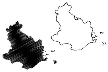Kaushambi ilçesi (Uttar Pradesh State, Hindistan Cumhuriyeti) harita vektör çizimi, çizim Kaushambi haritası