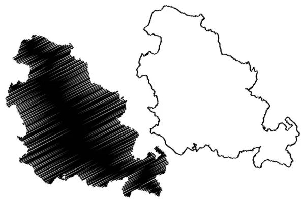 Kendujhar District Odisha State Republic India Map Vector Illustrch Scribble — стоковий вектор