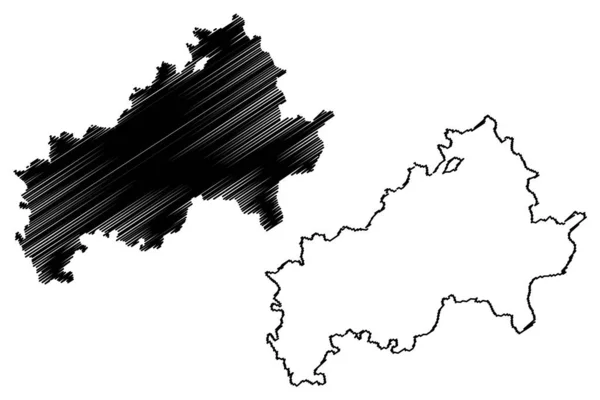 Distrito Kheda Estado Gujarat República India Mapa Vector Ilustración Boceto — Vector de stock