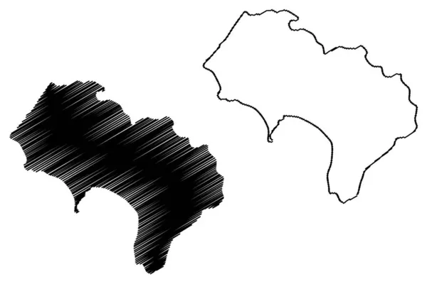 Kiphire District Nagaland State Indická Republika Mapa Vektorová Ilustrace Načmáraná — Stockový vektor