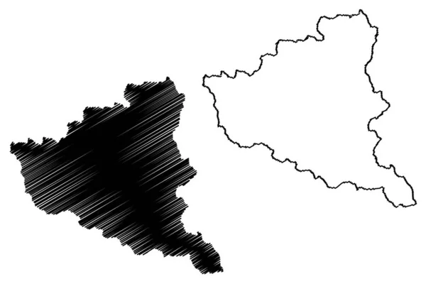 Kinnaur District Bundesstaat Himachal Pradesh Republik Indien Kartenvektorillustration Kritzelskizze Kinnaur — Stockvektor