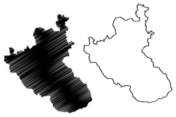 Kodagu区 印度共和国卡纳塔克邦 迈索尔省 地图矢量图解 速写草图Coorg地图 — 图库矢量图片