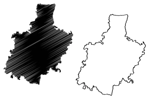 コラー郡 カルナータカ州 インド バンガロール市 地図ベクトル図 スクリブルスケッチコラー地図 — ストックベクタ