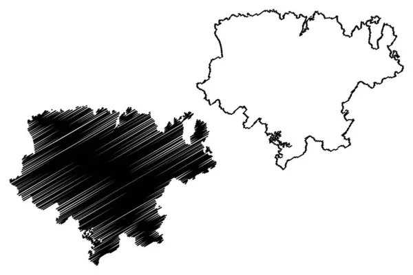 Distrito Koraput Estado Orissa República Índia Mapa Ilustração Vetorial Rabisco — Vetor de Stock