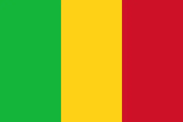 Bandera Nacional República Malí Vector Tricolor Vertical Verde Oro Rojo — Vector de stock