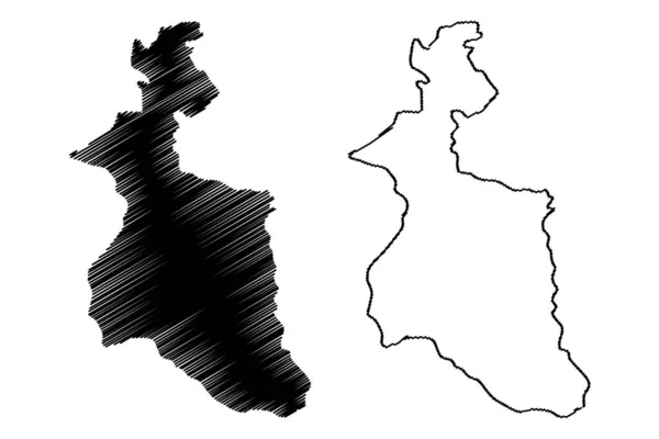 Longleng District Nagaland State Republic India Mapa Vector Illustration Scribble — Vector de stock