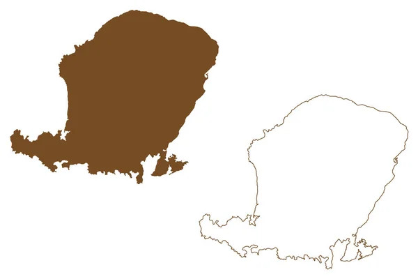 伦博克岛 印度尼西亚共和国 东南亚 小松达岛 地图矢量图解 速写草图伦博克岛地图 — 图库矢量图片