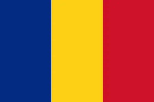 Drapeau National Roumanie Vecteur Tricolore Vertical Bleu Jaune Rouge — Image vectorielle