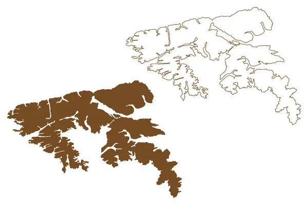 ホスト島 チリ共和国 ティエラ フエゴ諸島 地図ベクトル図 スケッチブック Isla Hoste Map — ストックベクタ