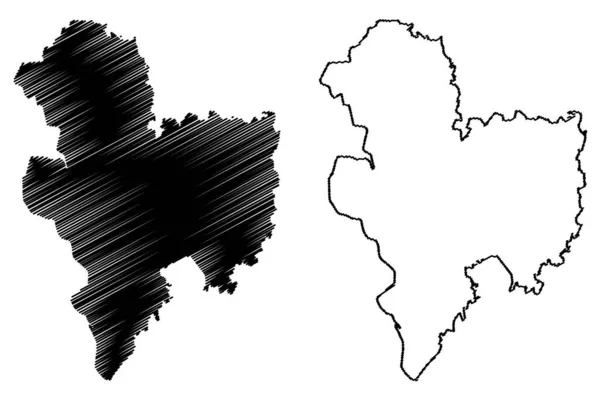 District Malda État Bengale Occidental République Inde Illustration Vectorielle Carte — Image vectorielle