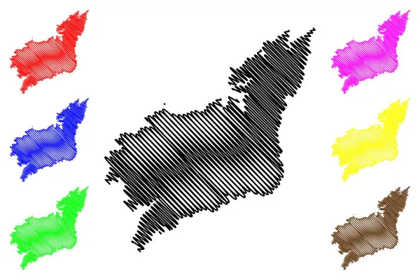 Provincia Coruña Reino España Comunidad Autónoma Galicia Mapa Vector Ilustración — Vector de stock