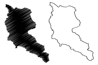 Mirpur ilçesi (Jammu ve Kashmir birliği toprakları, Hindistan Cumhuriyeti, Pakistan İslam Cumhuriyeti) harita vektör çizimi, çizim Mirpur haritası