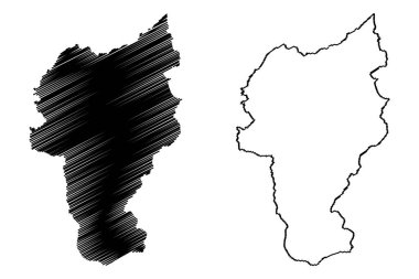 Mon ilçesi (Nagaland Eyaleti, Hindistan Cumhuriyeti) harita vektör çizimi, çizim Mon haritası
