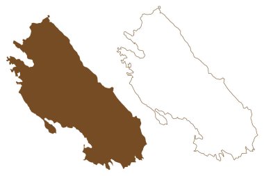 Vaygach Adası (Rusya, Rusya Federasyonu, Arkhangelsk Oblastı) harita vektör çizimi, çizim Vaygach haritası