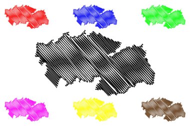 Toledo ili (İspanya Krallığı, Özerk Kastilya La Mancha veya Kastilya La Mancha) harita vektör çizimi, karalama çizimi Toledo haritası