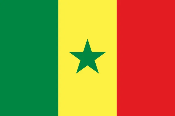 Bandera Nacional Senegal Vector Tricolor Vertical Verde Amarillo Rojo Cargado — Vector de stock