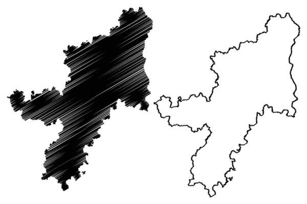 Mehsana District Gujarat State Republika Indii Mapa Wektor Ilustracja Skecz — Wektor stockowy