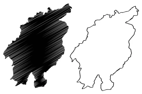 Mokokchung District Nagaland State Republic India Χάρτης Διανυσματική Απεικόνιση Scribble — Διανυσματικό Αρχείο