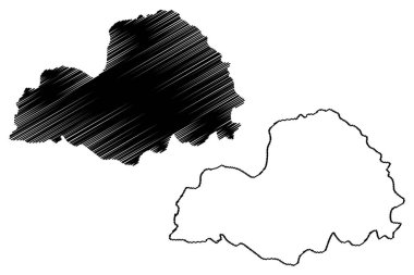 Mulugu ilçesi (Telangana Eyaleti, Hindistan Cumhuriyeti) harita vektör çizimi, çizim Mulugu haritası