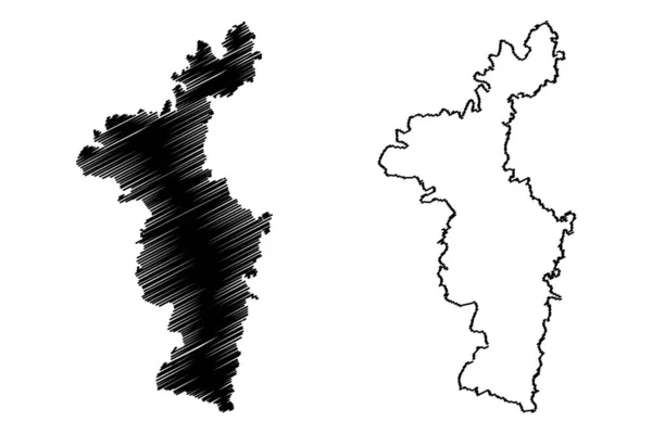Bezirk Nadia Bundesstaat Westbengalen Republik Indien Kartenvektorillustration Kritzelskizze Nadia Karte — Stockvektor