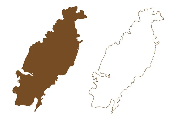 ヤムデナ島 インドネシア共和国 東南アジア タンバール諸島 地図ベクトル図 スケッチブック Jamdena Map — ストックベクタ