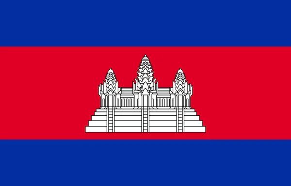 Nationale Vlag Koninkrijk Cambodja Vector Kampuchea Drie Horizontale Banden Van — Stockvector