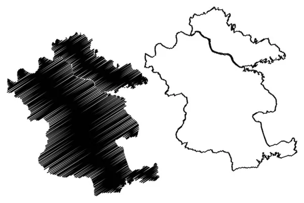 ナルマダ郡 グジャラート州 インド 地図ベクトル図 スケッチブック ナルマダ地図 — ストックベクタ