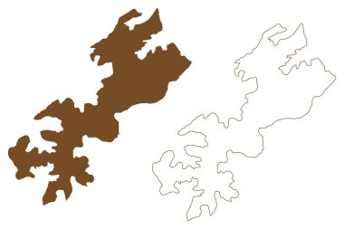 Zemlya Georga Adası (Rusya, Rusya Federasyonu, Franz Josef Land takımadaları) harita vektör çizimi, çizim Prens George Land haritası