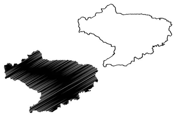 ニルギリス郡 タミル ナードゥ州 インド 地図ベクトル図 スケッチブック ニルギリマップ — ストックベクタ