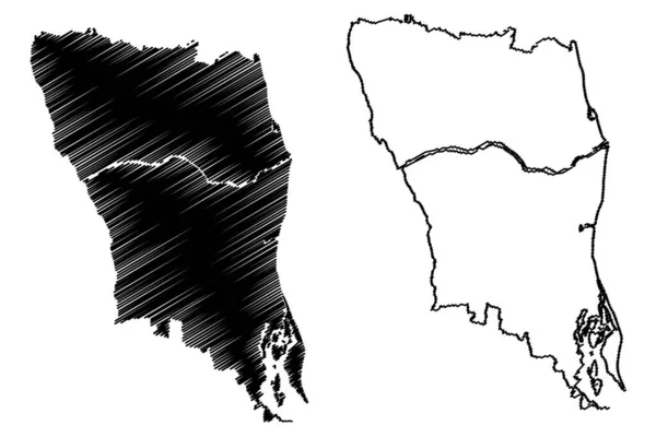 District Nellore État Andhra Pradesh République Inde Illustration Vectorielle Carte — Image vectorielle