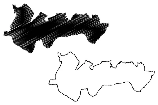 北ガロ丘陵地区 インド メガラヤ州 地図ベクトル図 スケッチブルスケッチ北ガロ丘陵地図 — ストックベクタ
