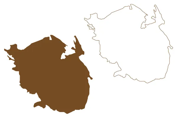 Funen Island Kingdom Denmark Map Vector Illustration Scribble Sketch Fyn — 스톡 벡터