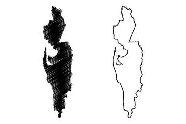 Kuzey Tripura İlçesi (Tripura Eyaleti, Hindistan Cumhuriyeti) harita vektör çizimi, çizim Kuzey Tripura haritası